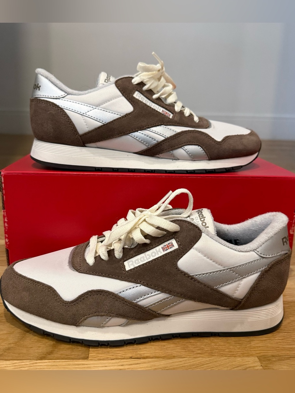 Reebok Classic Nylon Men's Brown and White Suede and Nylon Sneakers